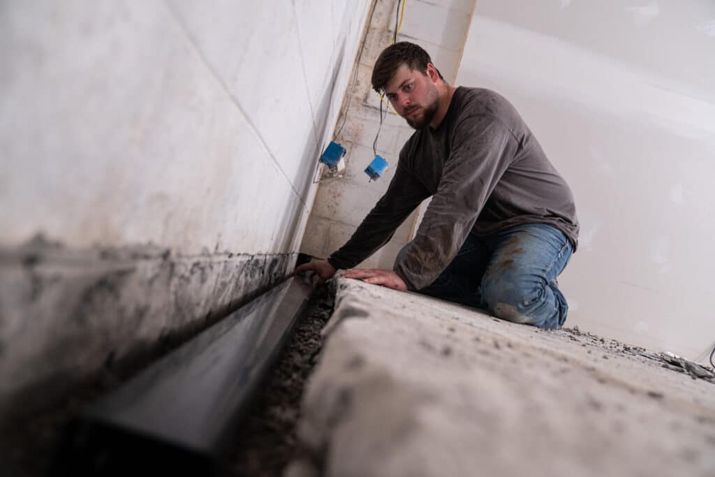 Installing Basement Waterproofing Interior Drains