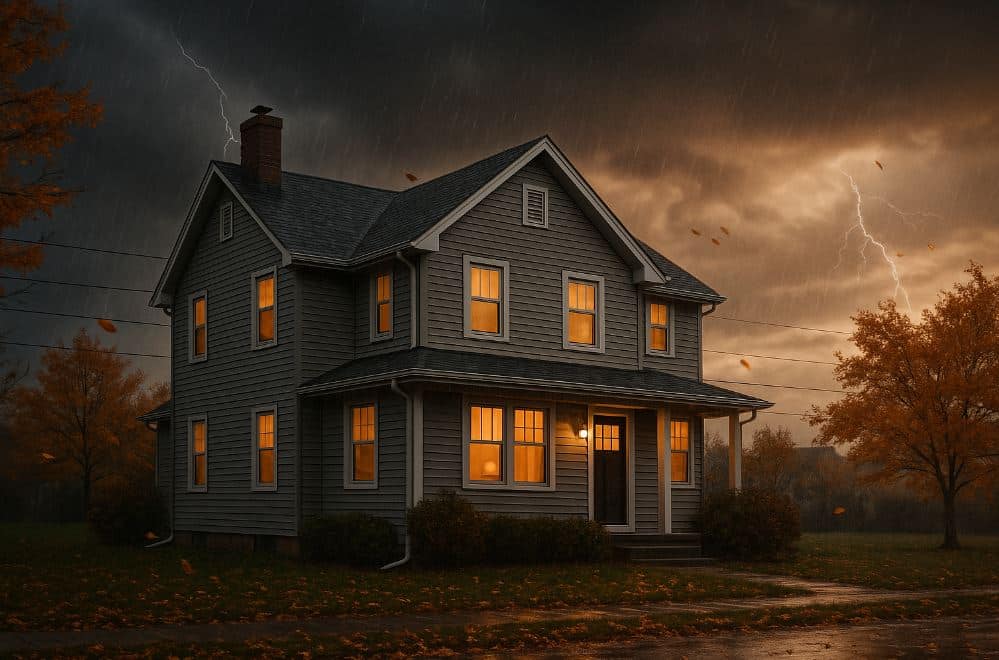 House in a Fall Storm