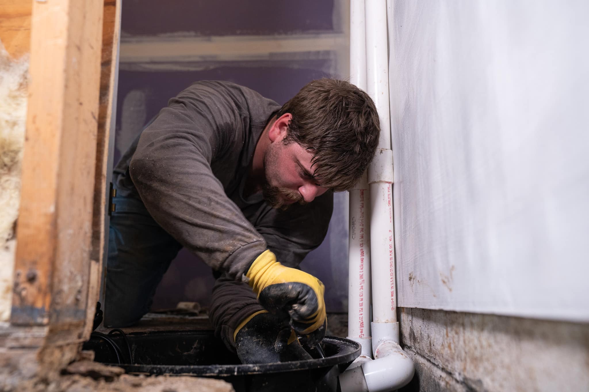 Basement Waterproofing Discharge Line Installation