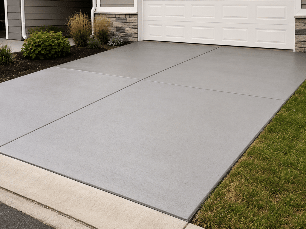 Illustration of a new concrete driveway