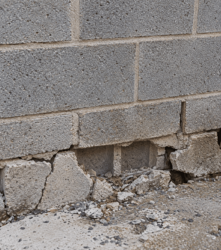 Exposed block footing